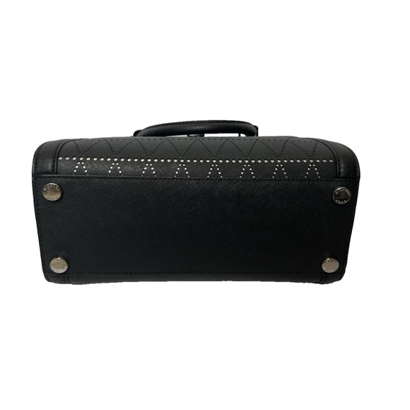 New Michael Kors Tina Saffiano Leather Small Satchel Messenger Bag Black - Picture 7 of 12